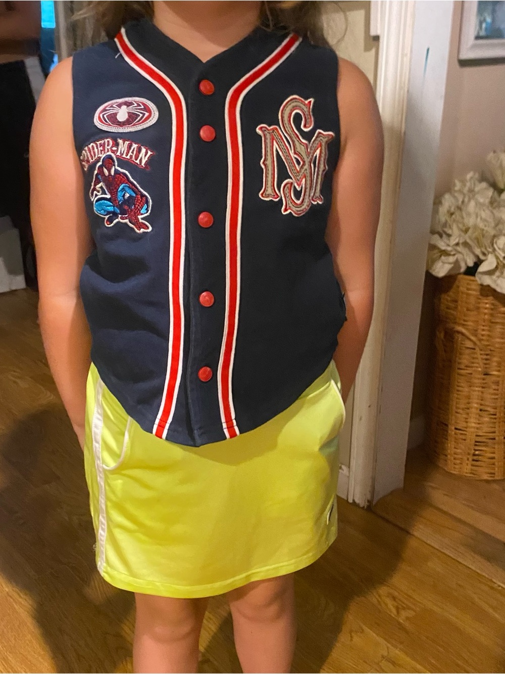 VINTAGE Y2K Spider-Man Embroidered Baseball Vest Jersey - Size 5 Kids